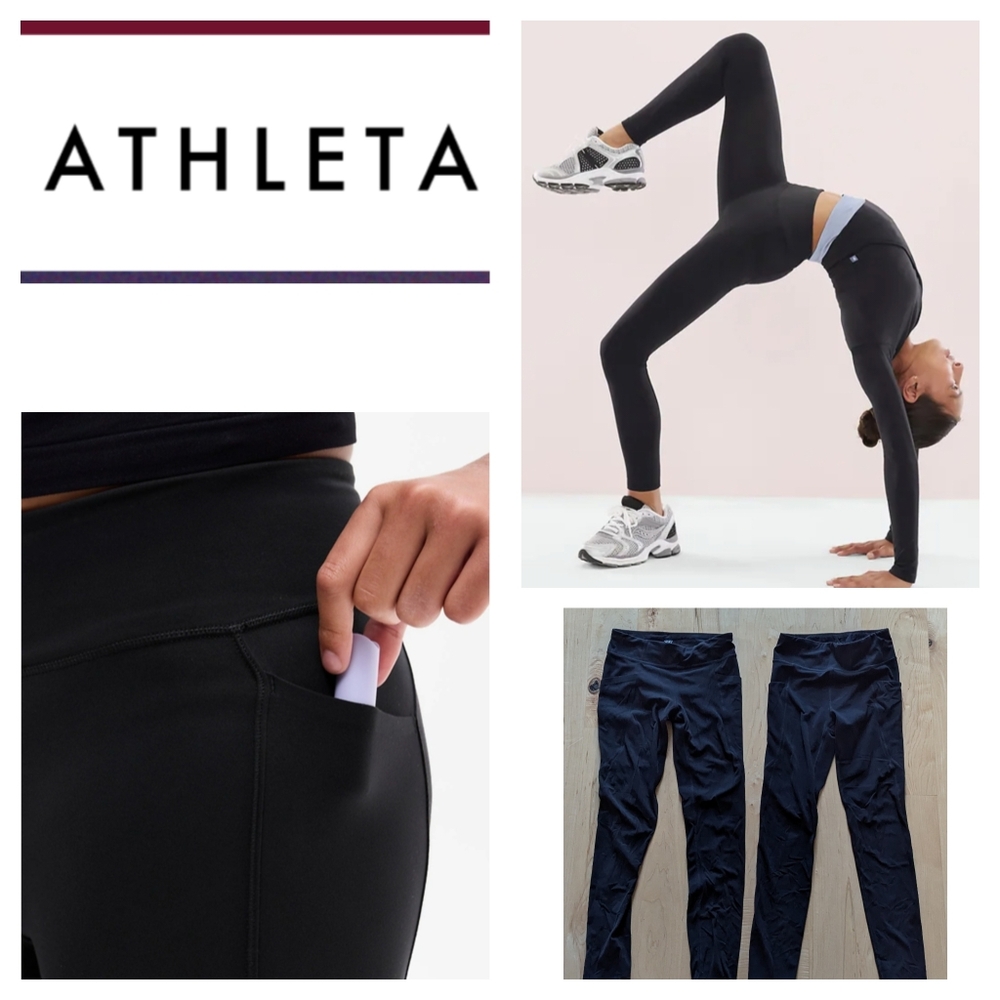 ✳️3 Pairs✳️Athleta Stash Your Treasures Leggings Side Pocket Size Large/12